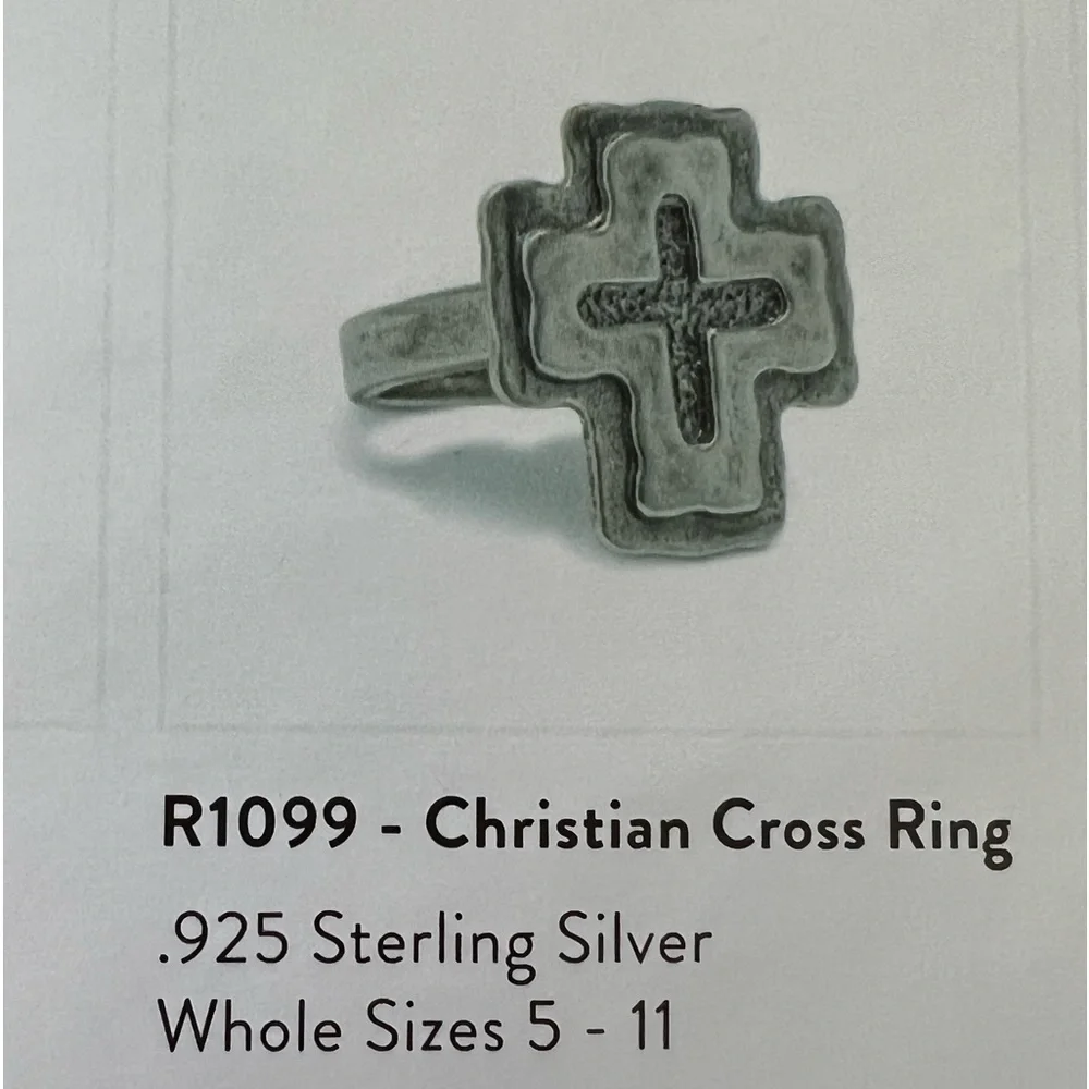 OPULENZA DESIGNS CHRISTIAN CROSS RING E1099 Size 9 .925 Sterling Silver NEW